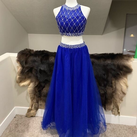 New Beaded & Sequined 2 Piece Ball Gown - Picture 1 of 11